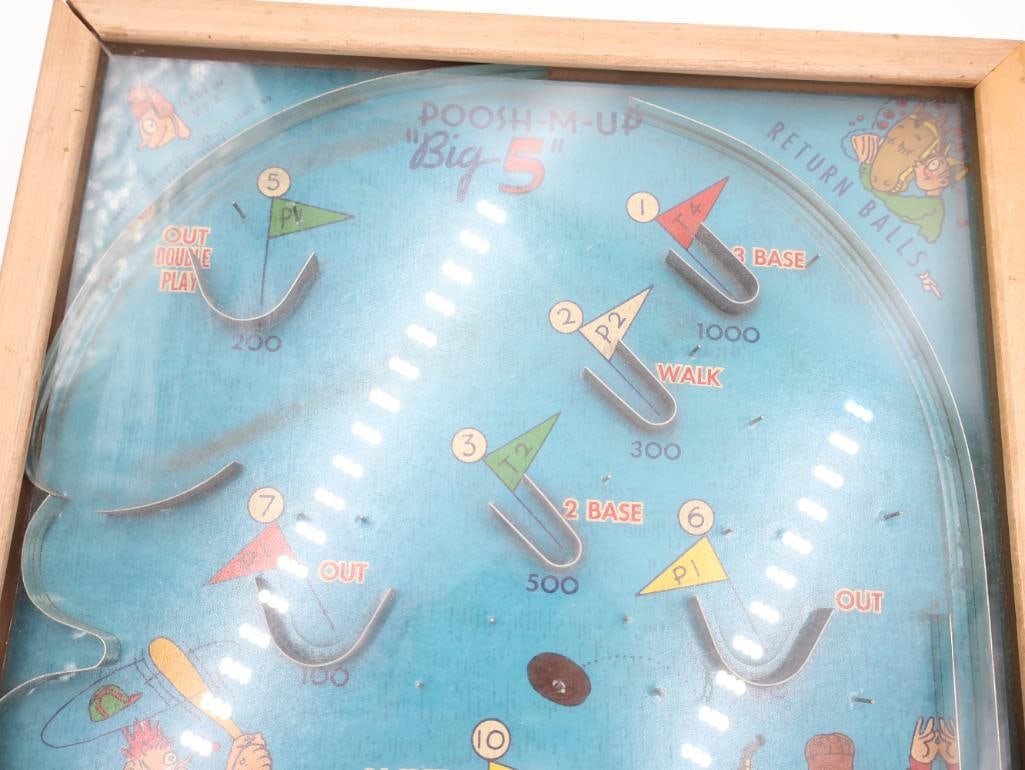 Vintage Poosh-M-Up Big 5 Tabletop Pinball Game - 6