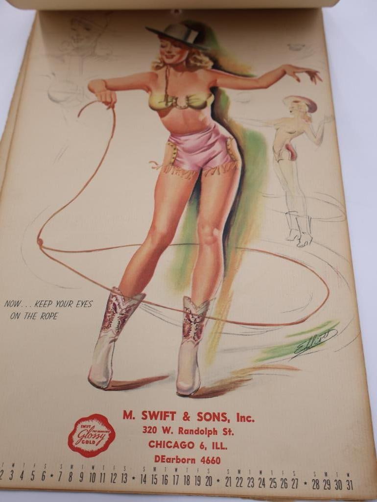 Vintage 1949 Advertising Pin Up Calendar and Vintage Jantzen Lingerie/Swimwear box - 10