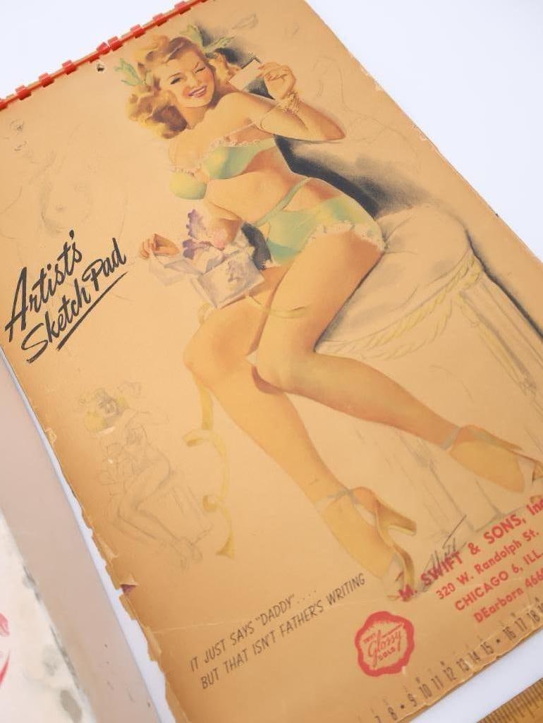 Vintage 1949 Advertising Pin Up Calendar and Vintage Jantzen Lingerie/Swimwear box - 5