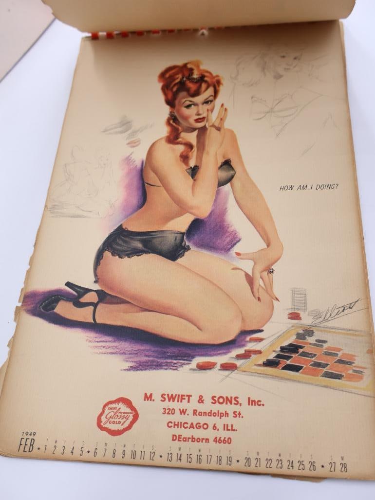 Vintage 1949 Advertising Pin Up Calendar and Vintage Jantzen Lingerie/Swimwear box - 8