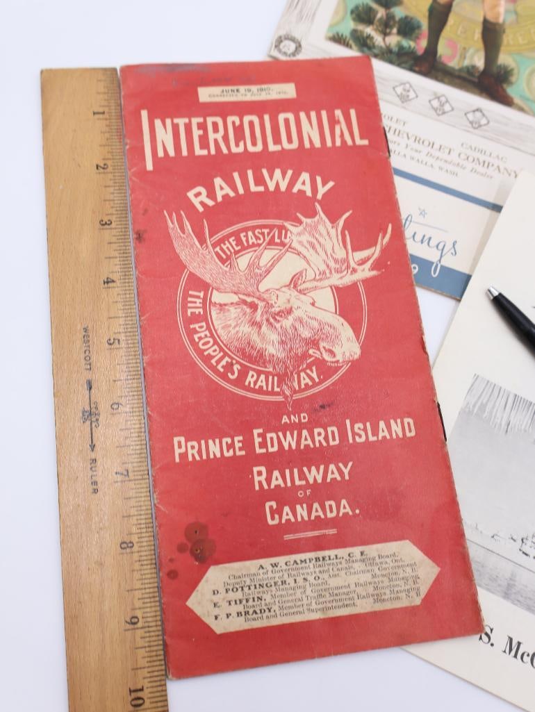 Antique 1910 Intercolonial Railway Leaflet and More Travel/Automobile Ephemera - 2