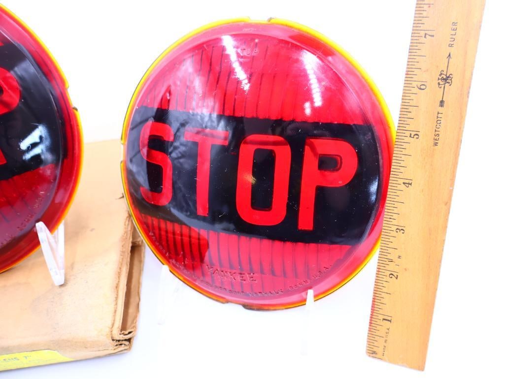 Two Vintage Stop Sign Signal Replacement Glass - 2