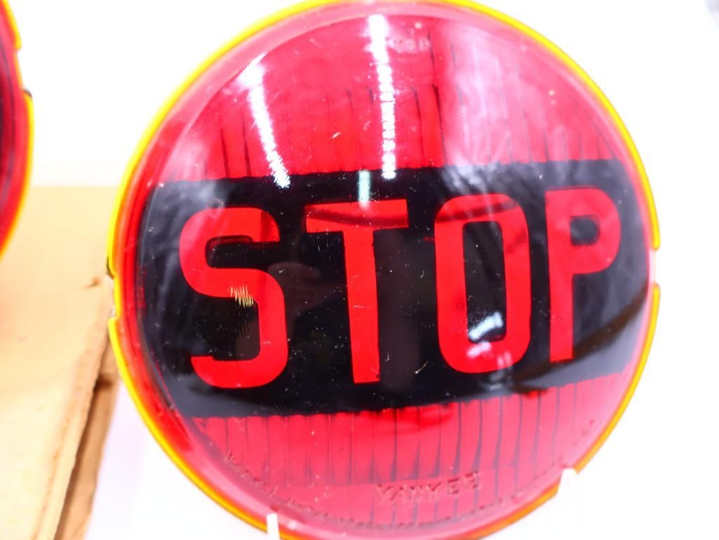 Two Vintage Stop Sign Signal Replacement Glass - 4