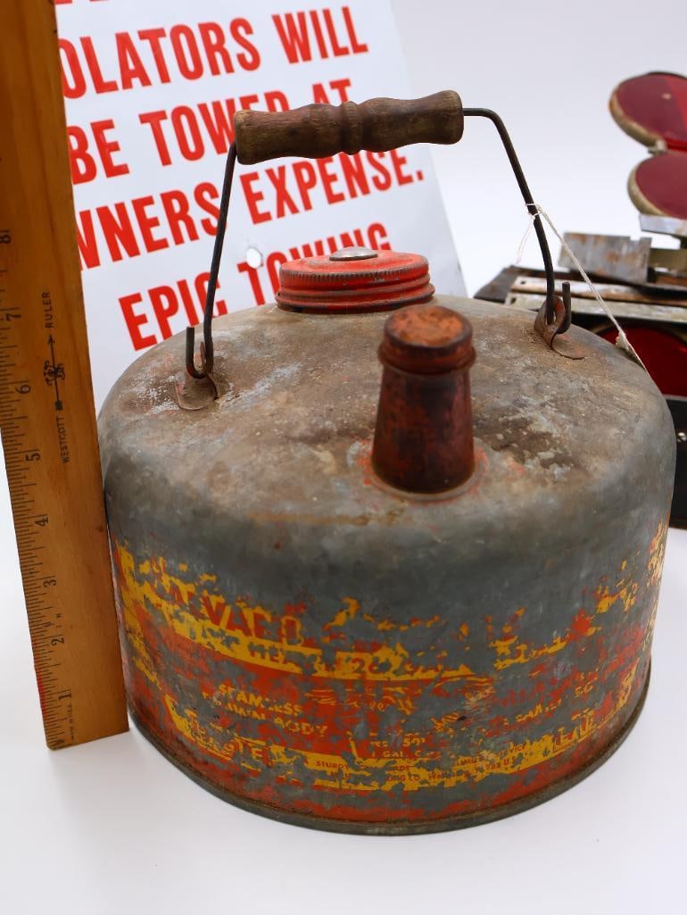 Vintage Gas Can, Reflective Signals, Tow Sign and Goodyear Gift Set - 4