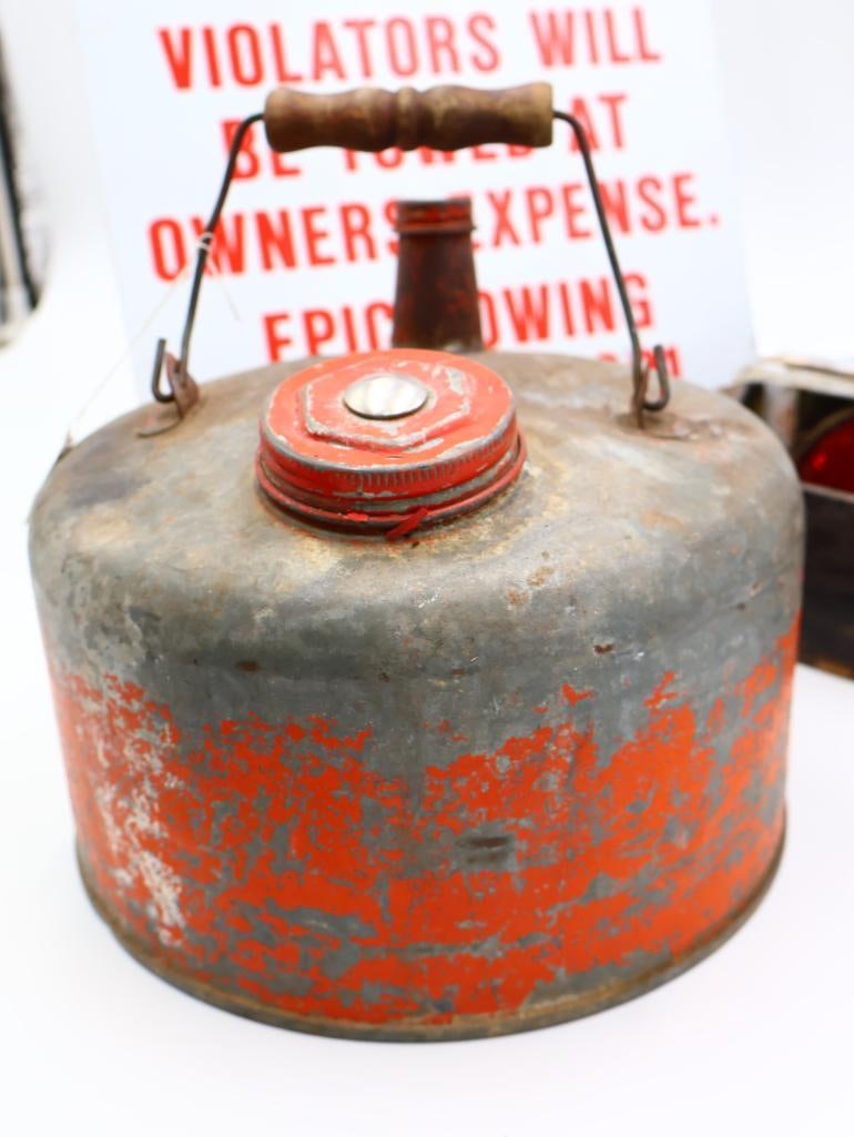 Vintage Gas Can, Reflective Signals, Tow Sign and Goodyear Gift Set - 7