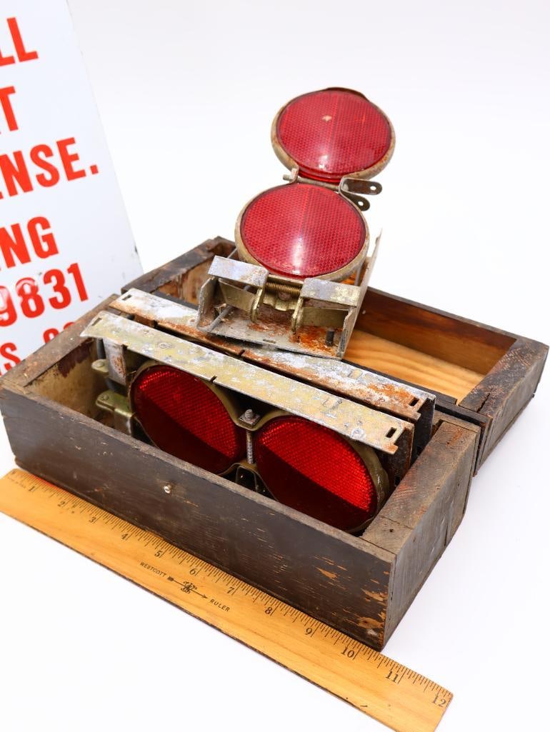 Vintage Gas Can, Reflective Signals, Tow Sign and Goodyear Gift Set - 8