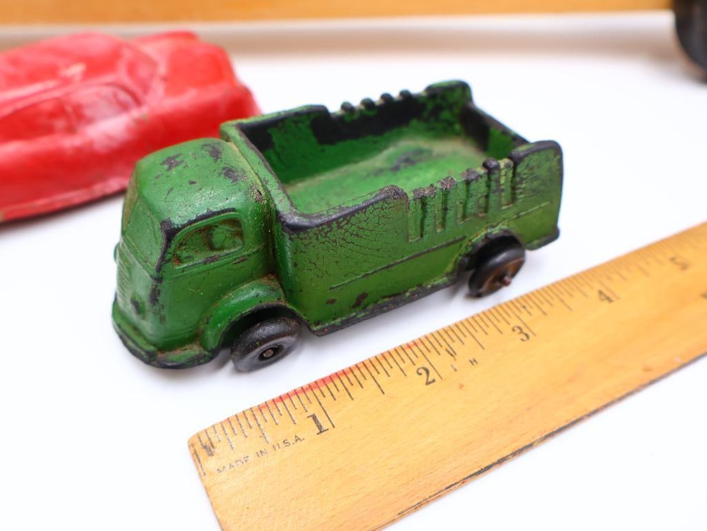 Wooden Truck Toy Car Display Rack and Various Hot Wheel and Vintage Toy Cars - 2