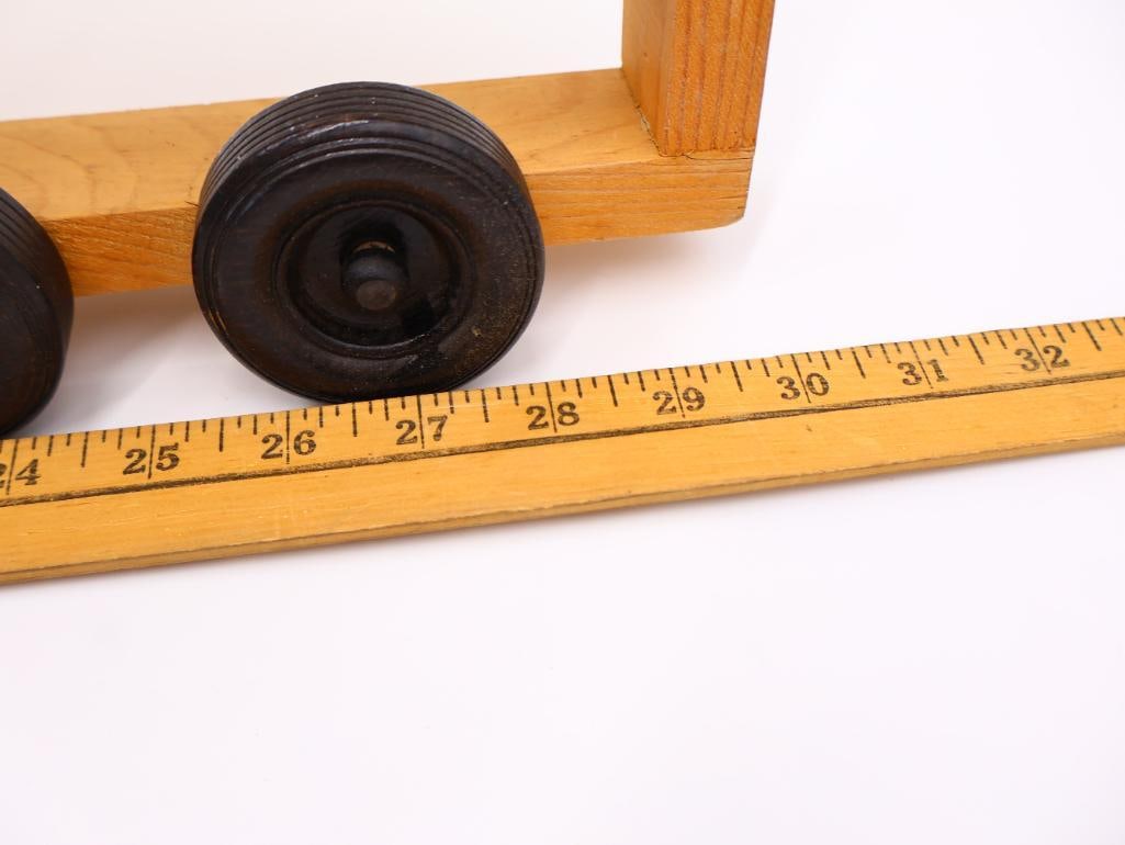 Wooden Truck Toy Car Display Rack and Various Hot Wheel and Vintage Toy Cars - 8