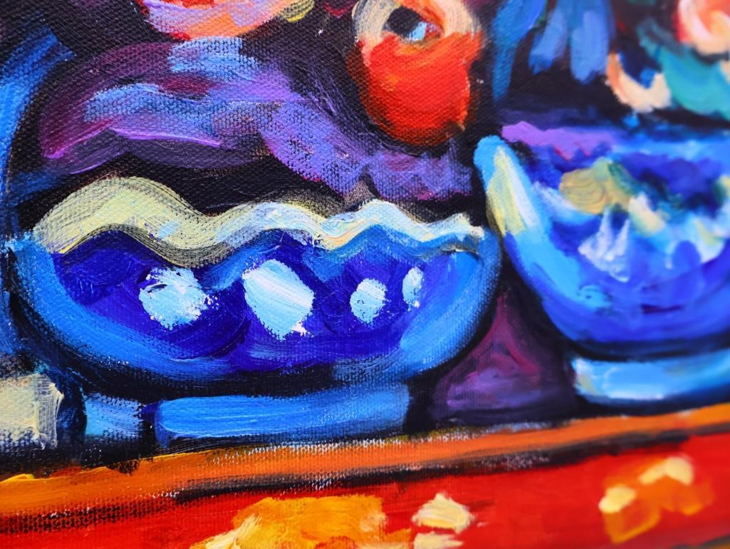 Expressionist Still Life Painting of a Colorful Mantel in Gold Frame - 11
