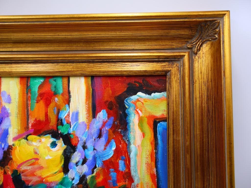 Expressionist Still Life Painting of a Colorful Mantel in Gold Frame - 13