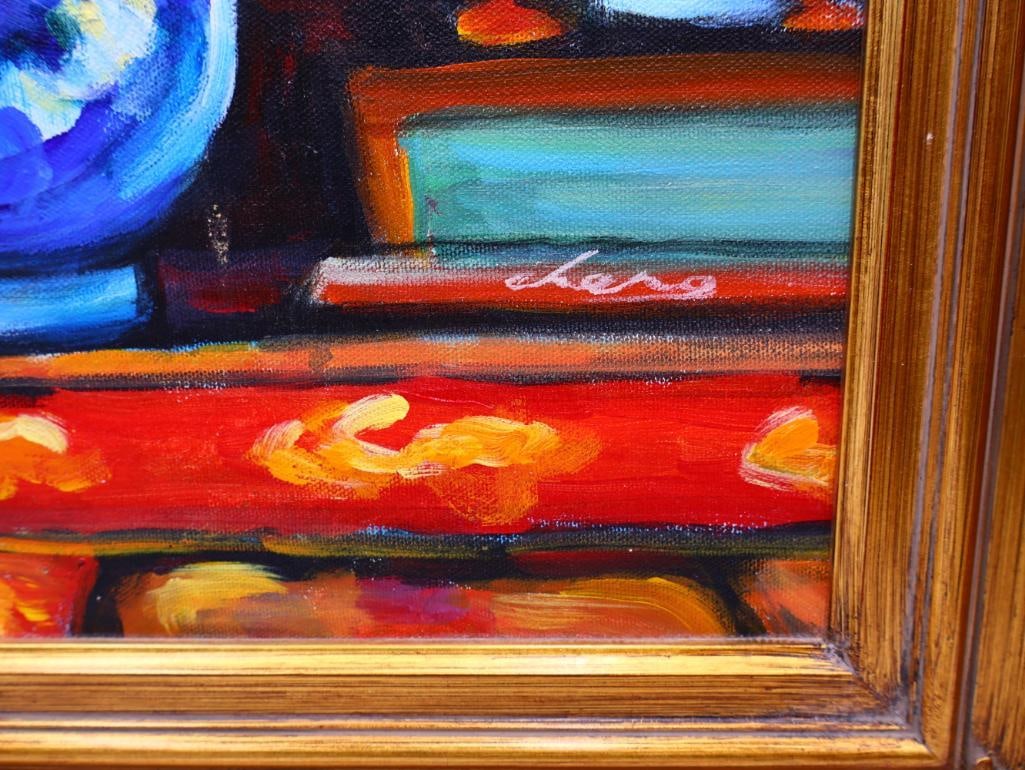 Expressionist Still Life Painting of a Colorful Mantel in Gold Frame - 5