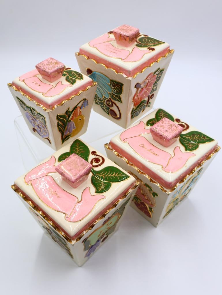 Vintage Floral Ceramic Canisters - 5