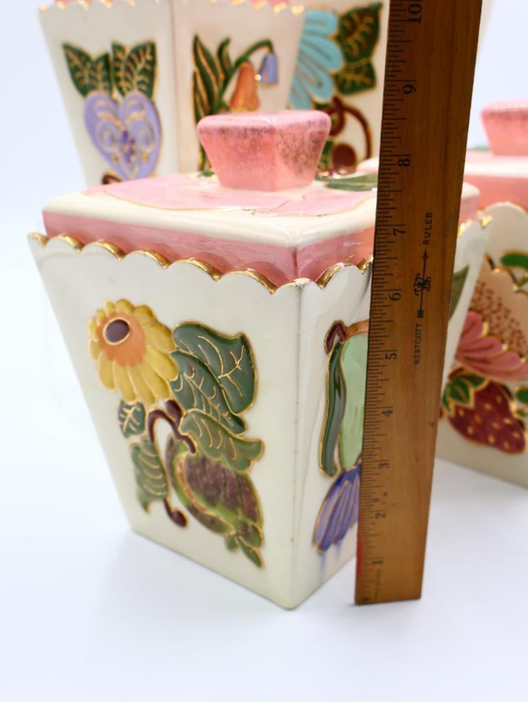 Vintage Floral Ceramic Canisters - 7