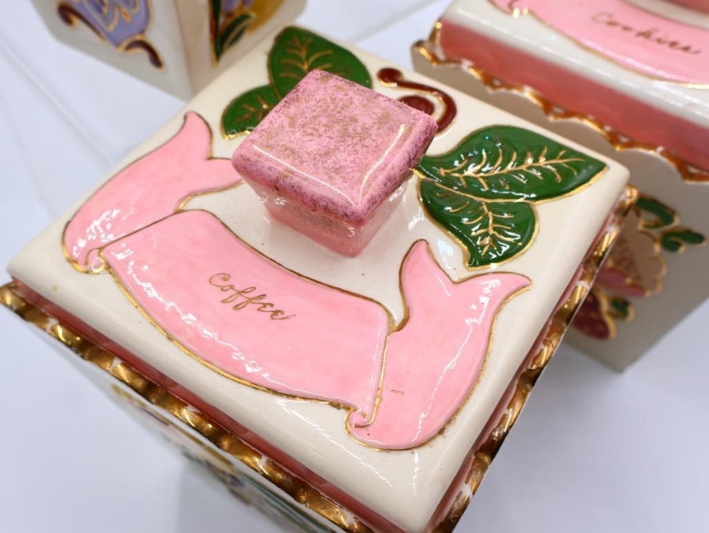Vintage Floral Ceramic Canisters - 9
