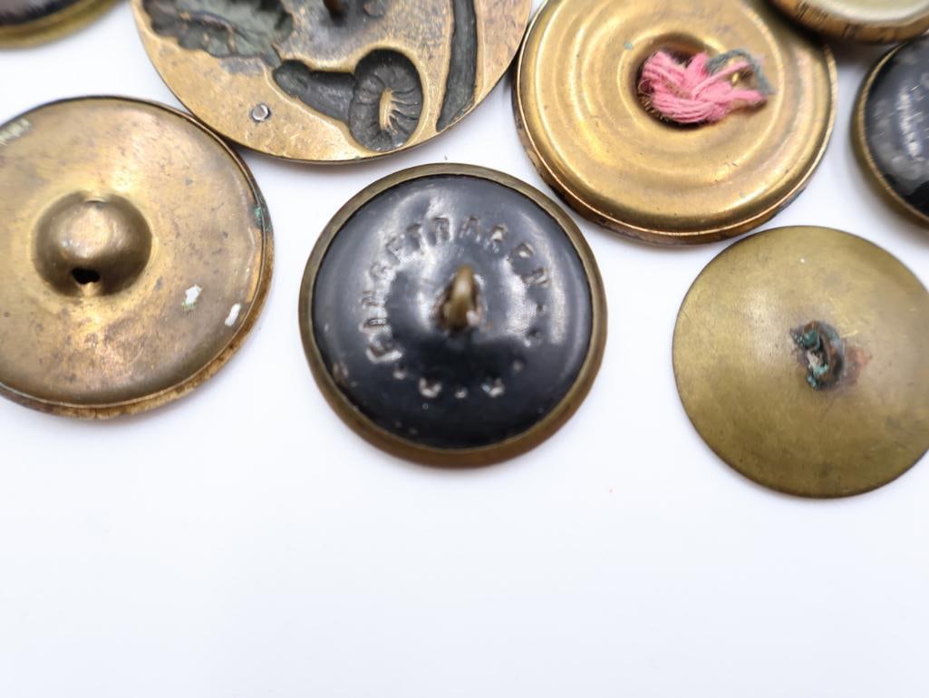 Antique Floral Metal Picture Buttons - 10