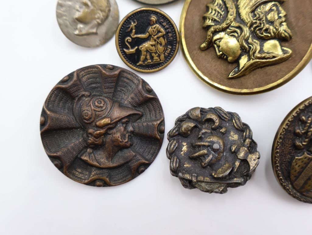 Antique Mythological Metal Picture Buttons - 3