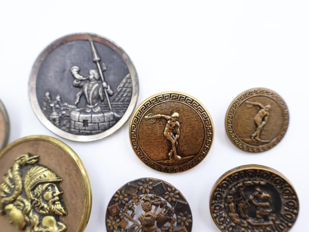 Antique Mythological Metal Picture Buttons - 5