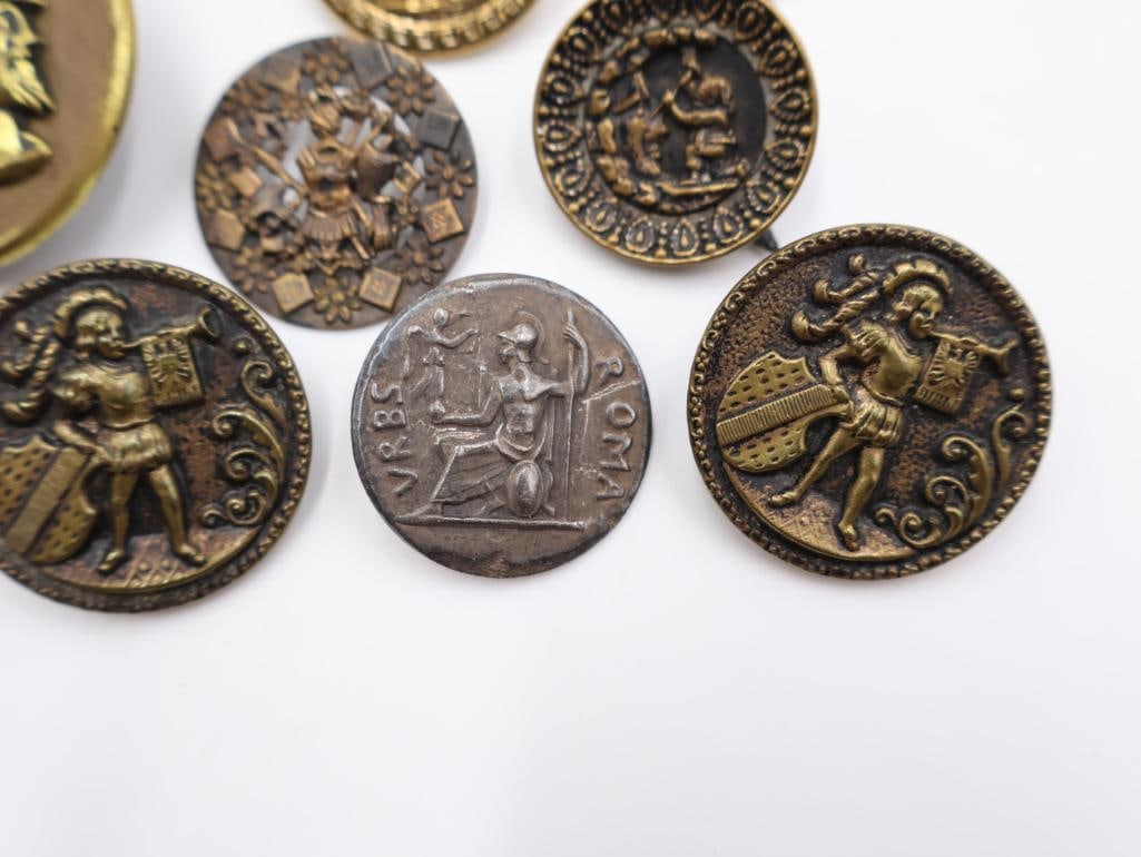 Antique Mythological Metal Picture Buttons - 7