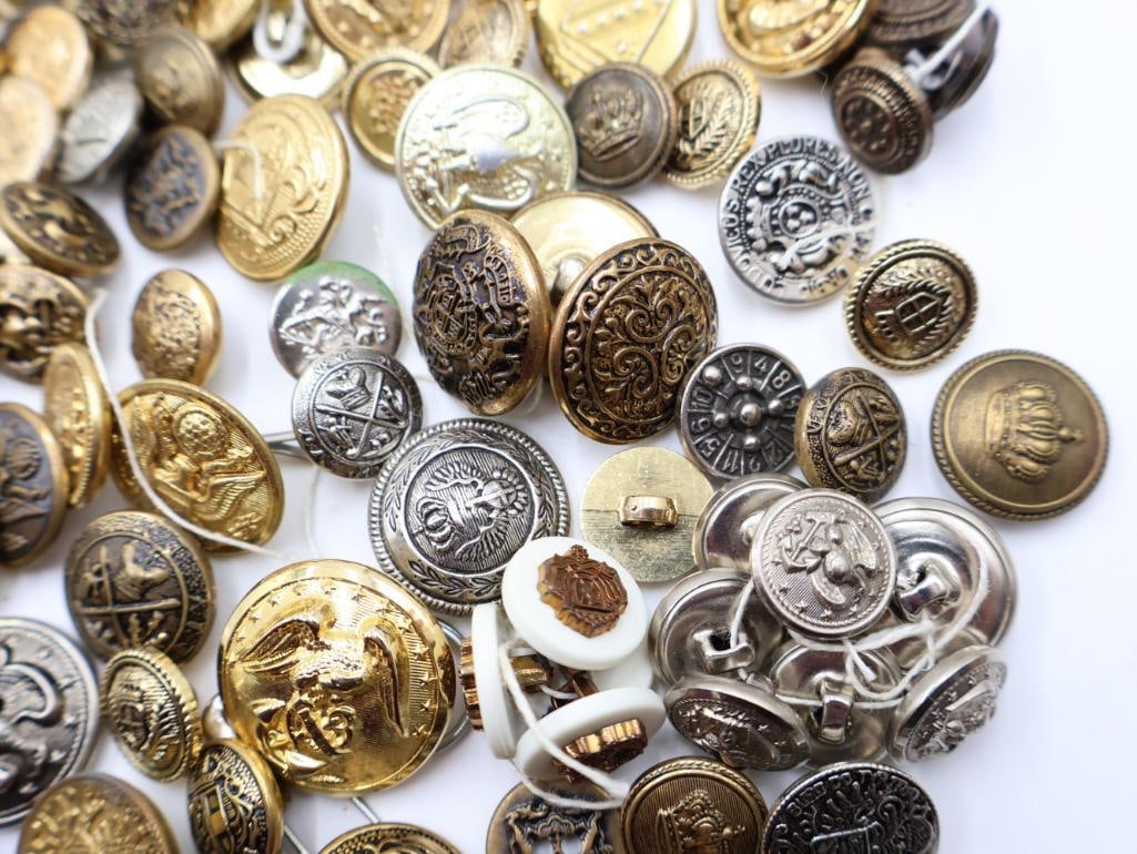 Antique Military Metal Picture Buttons - 10