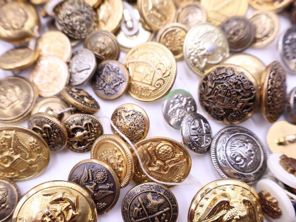 Antique Military Metal Picture Buttons - 11