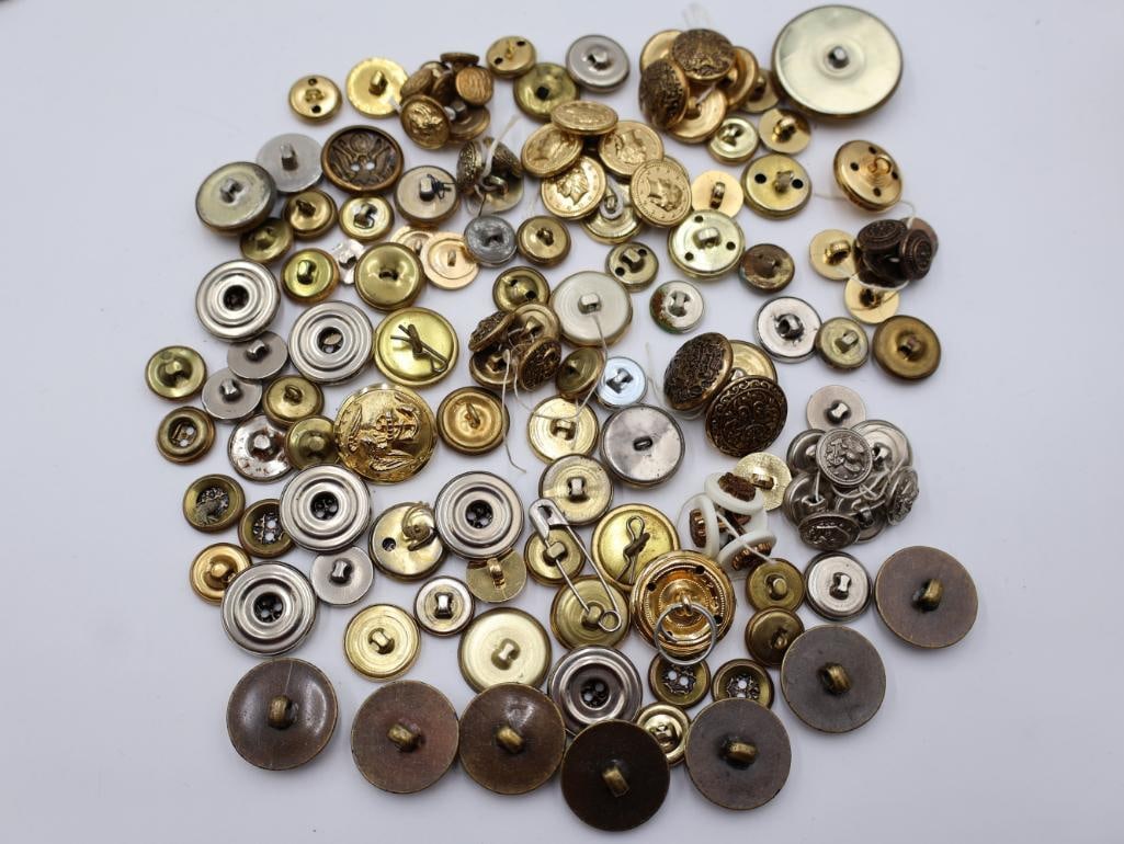Antique Military Metal Picture Buttons - 12