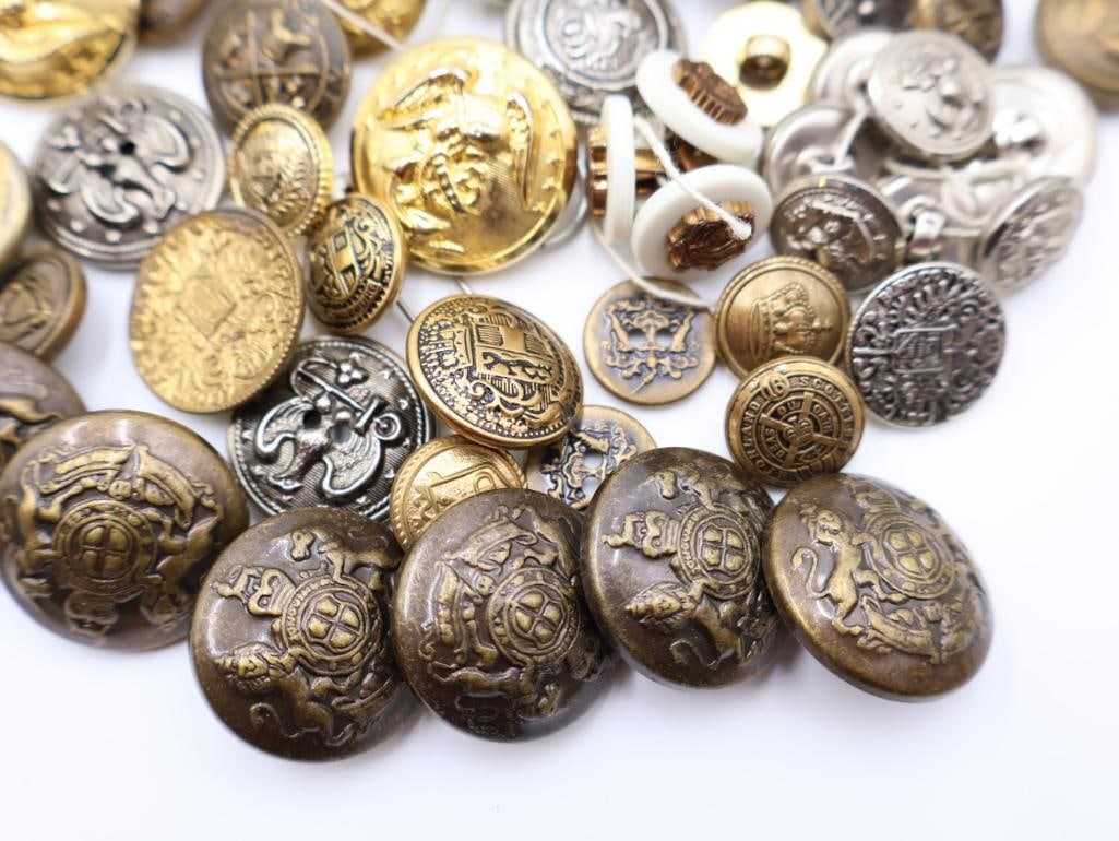 Antique Military Metal Picture Buttons - 3