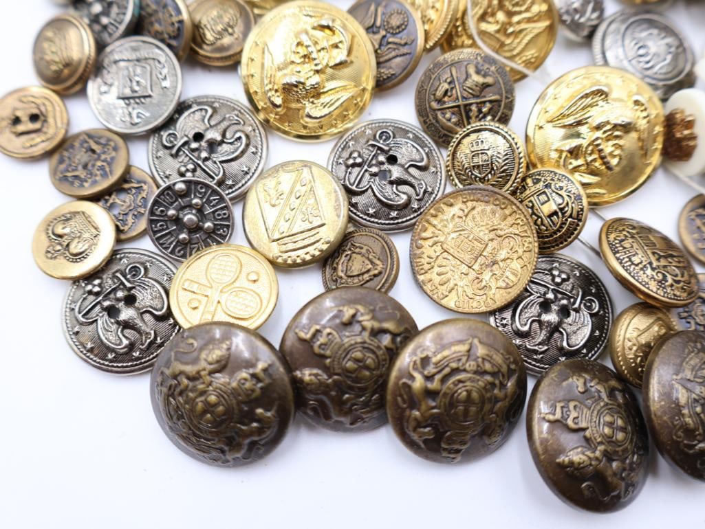 Antique Military Metal Picture Buttons - 4