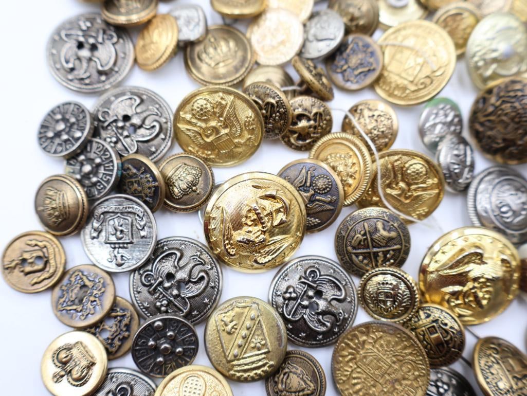 Antique Military Metal Picture Buttons - 5
