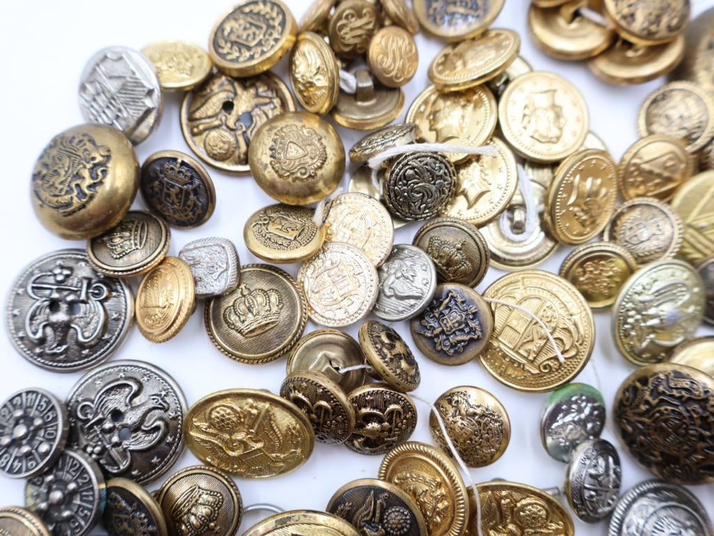 Antique Military Metal Picture Buttons - 6