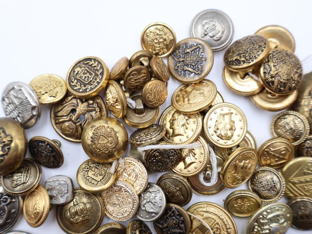Antique Military Metal Picture Buttons - 7