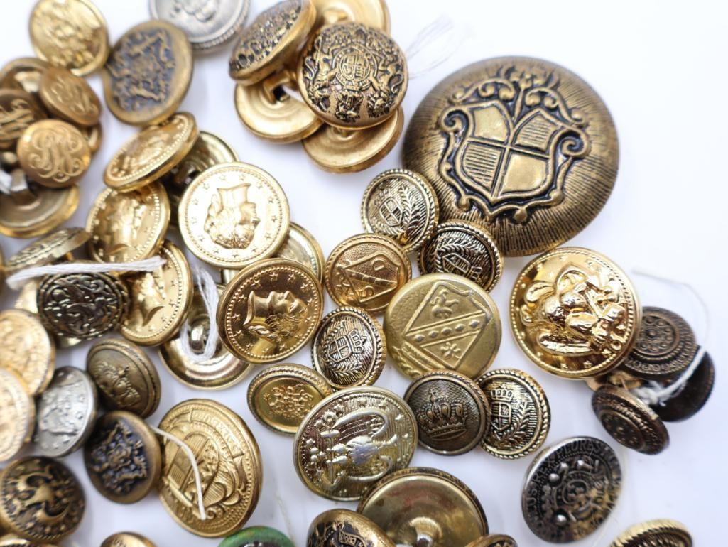 Antique Military Metal Picture Buttons - 8