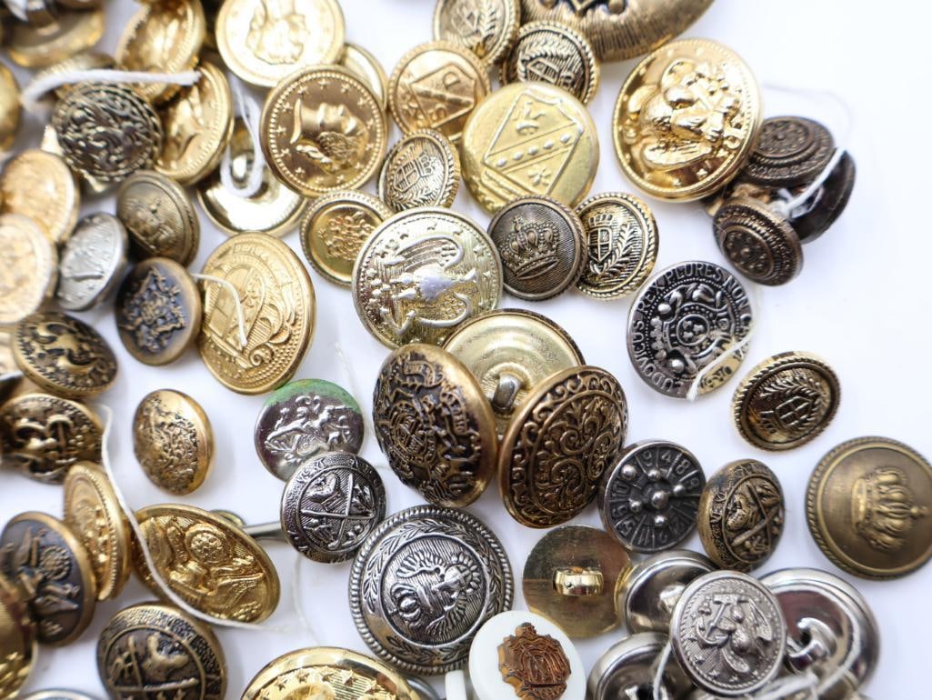 Antique Military Metal Picture Buttons - 9