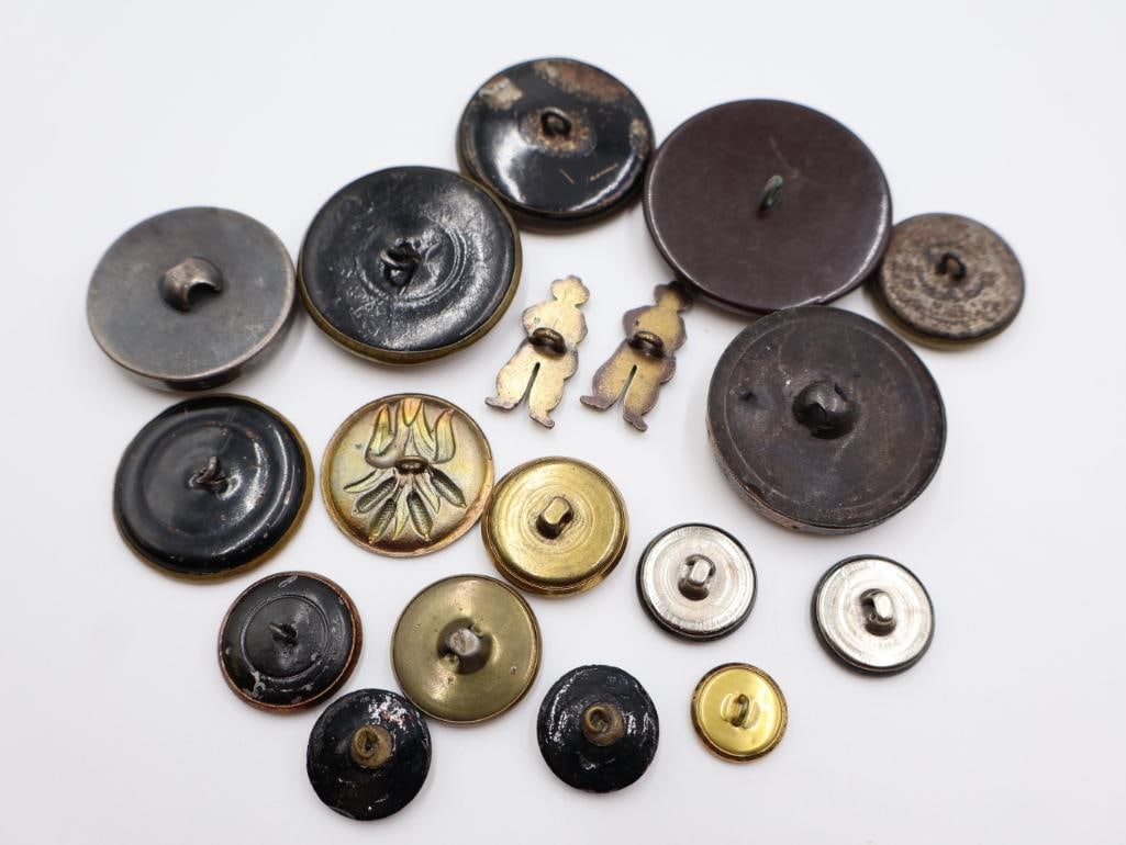 Antique Victorian Era Metal Picture Buttons - 8