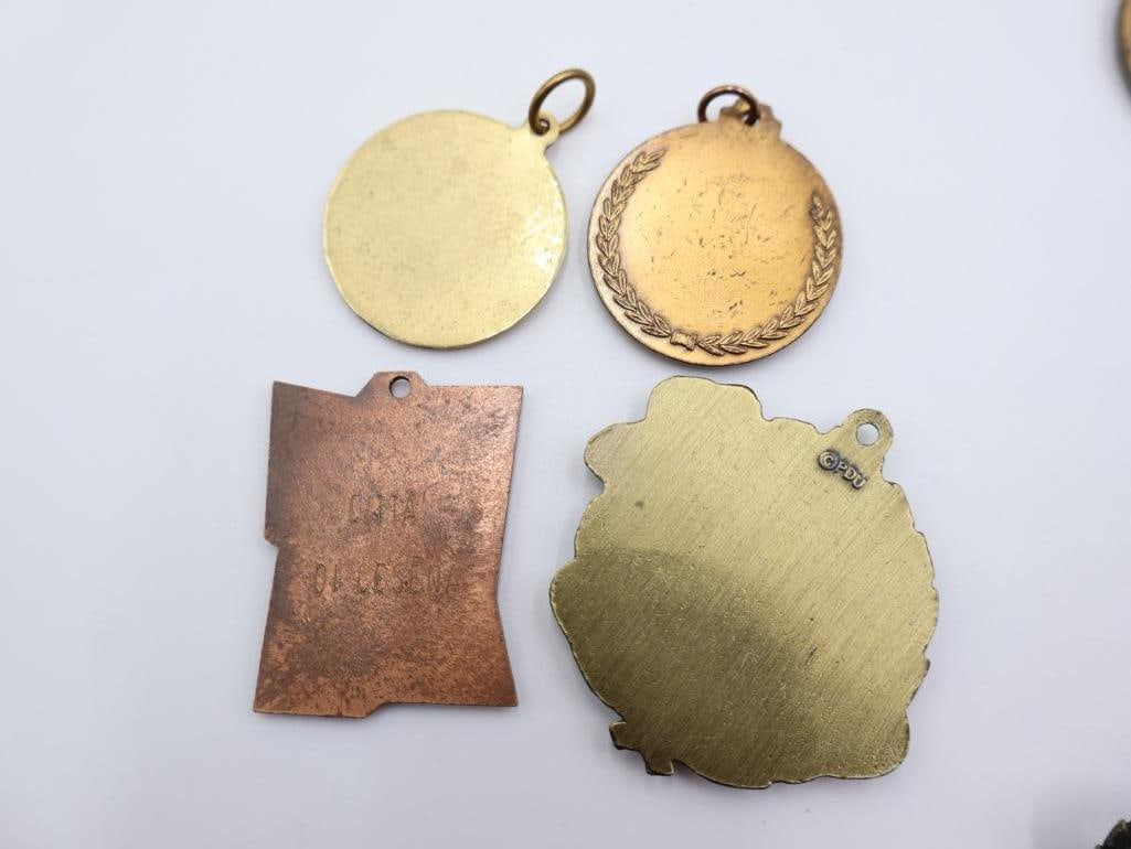 Vintage Bronze and Enamel Sports Medals and Pendants - 11