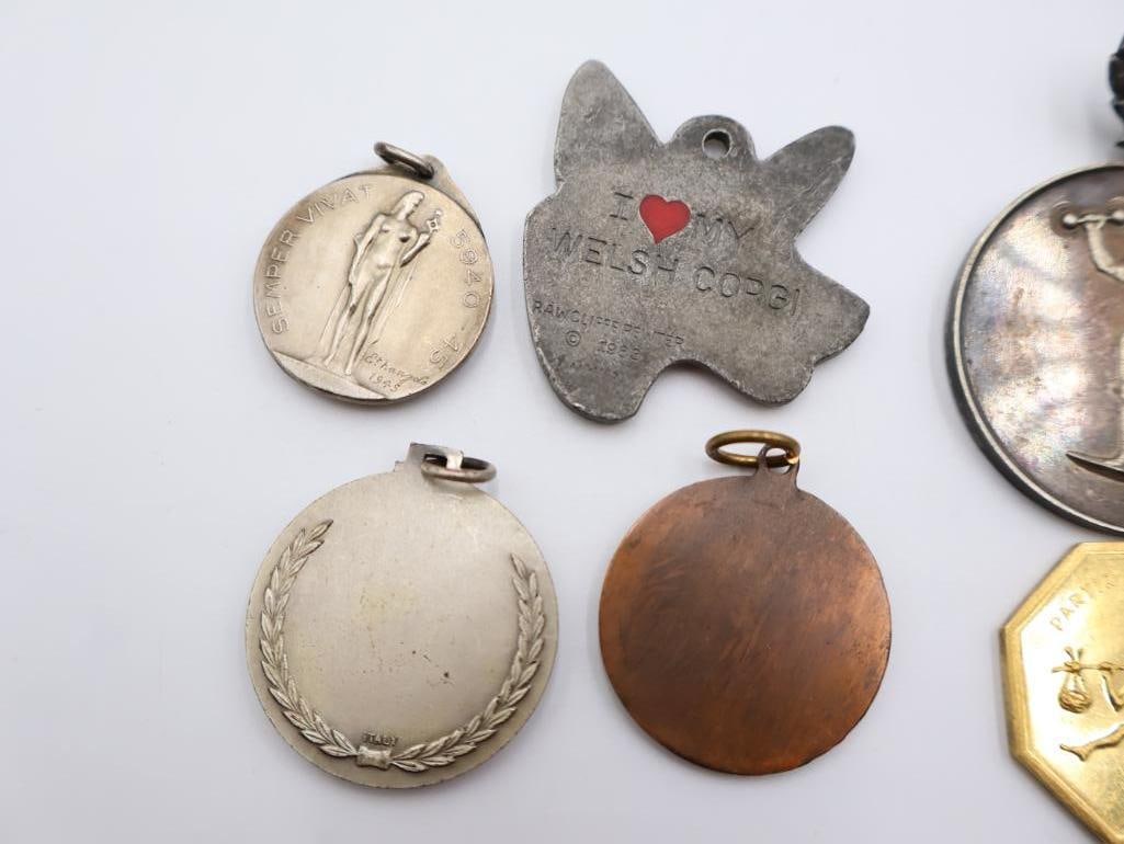 Vintage Bronze and Enamel Sports Medals and Pendants - 13