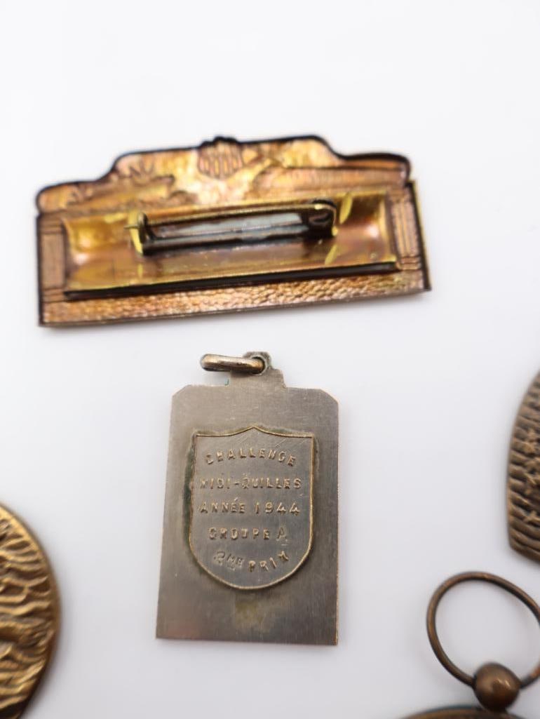 Vintage Bronze and Enamel Sports Medals and Pendants - 3