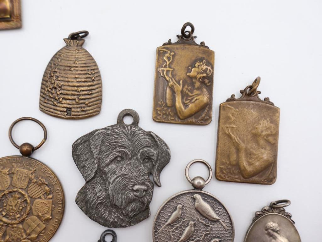 Vintage Bronze and Enamel Sports Medals and Pendants - 4