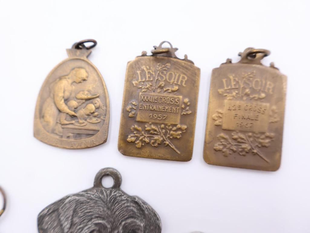 Vintage Bronze and Enamel Sports Medals and Pendants - 5