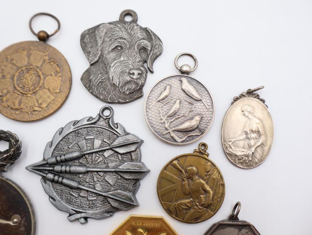 Vintage Bronze and Enamel Sports Medals and Pendants - 6