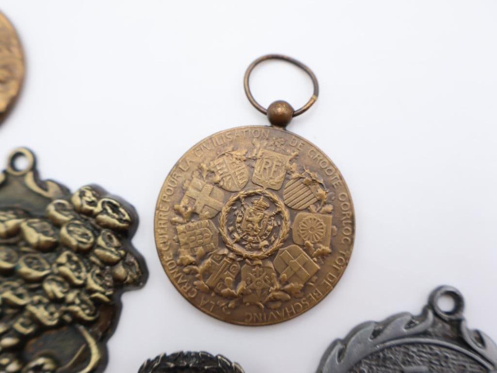 Vintage Bronze and Enamel Sports Medals and Pendants - 8