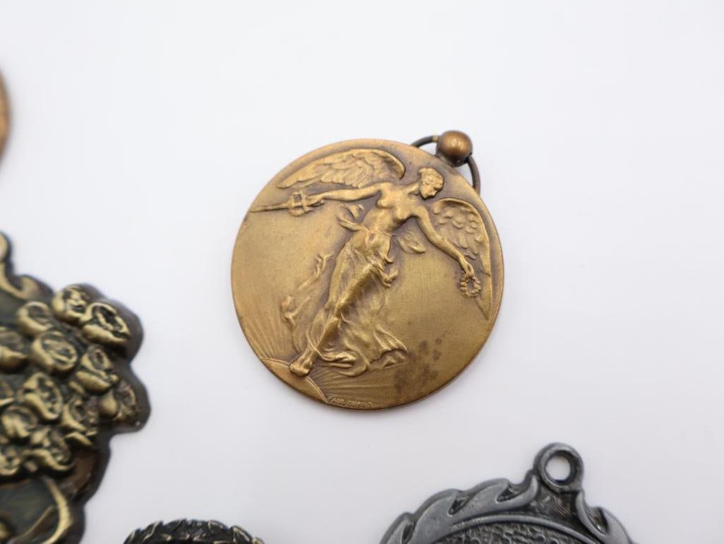 Vintage Bronze and Enamel Sports Medals and Pendants - 9