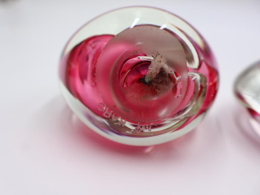 Pair of Jim Karg Ribbon Art Glass Paper Weights - 5