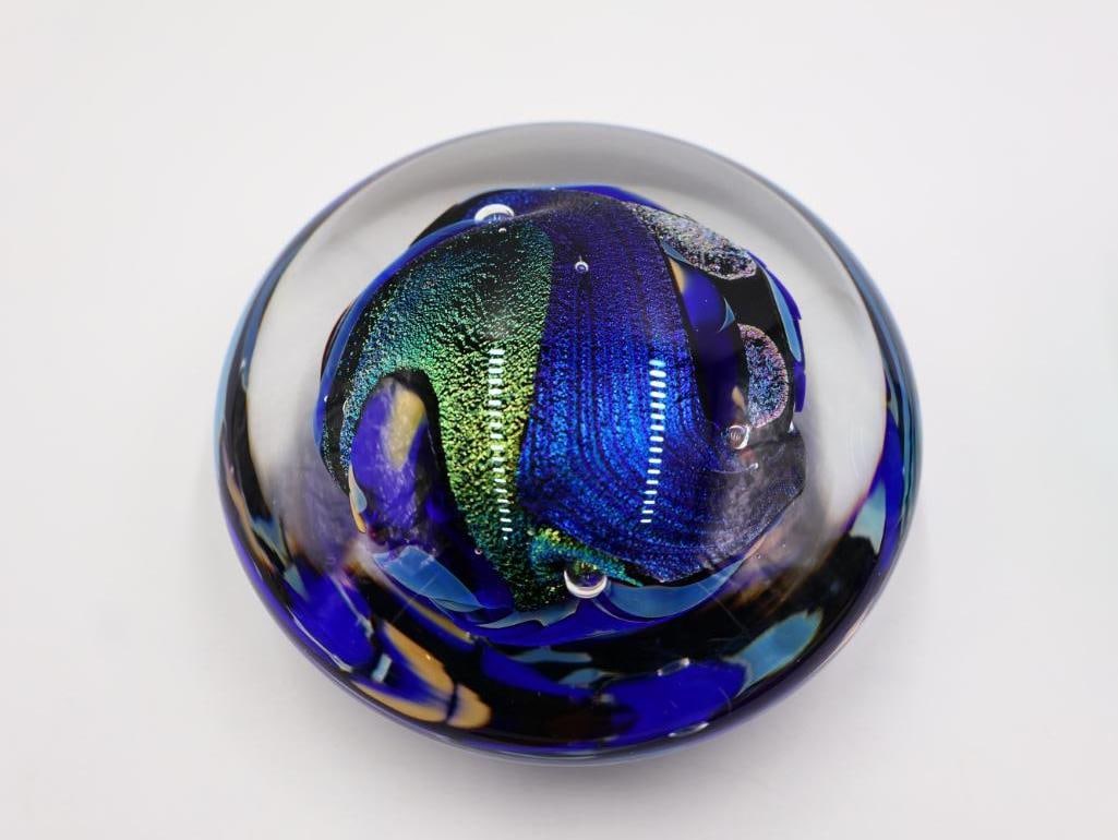 Pair of Jim Karg Ribbon Art Glass Paper Weights - 3
