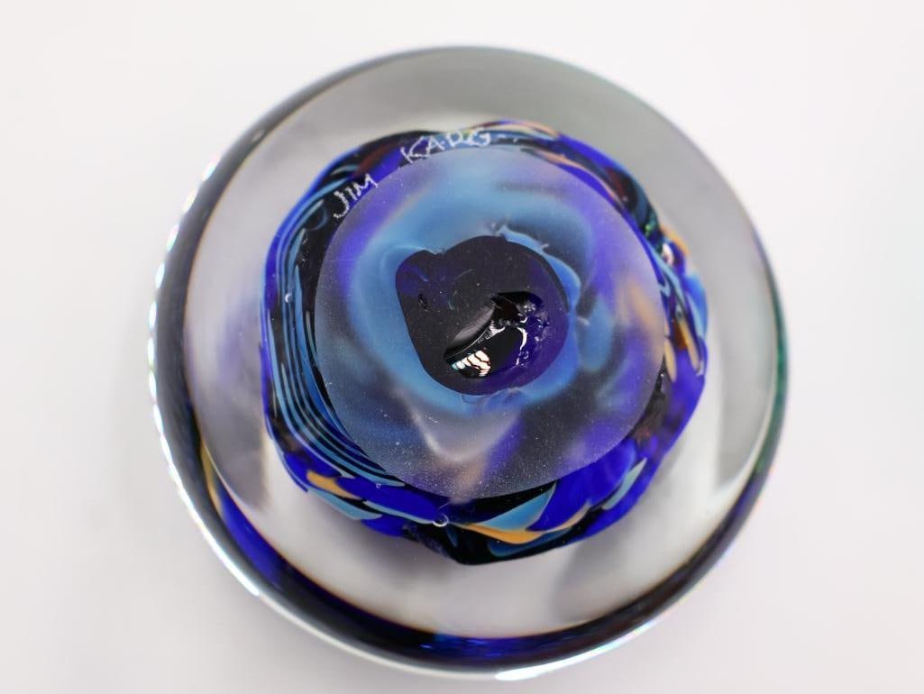 Pair of Jim Karg Ribbon Art Glass Paper Weights - 4