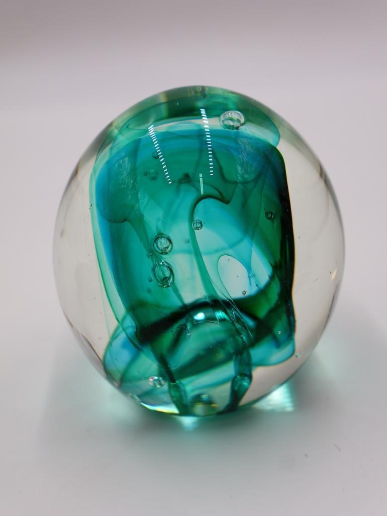 Pair of Jim Karg Ribbon Art Glass Paper Weights - 5