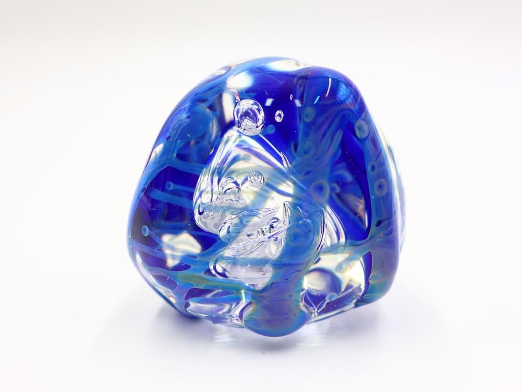 Pair of Jim Karg Ribbon Art Glass Paper Weights - 3