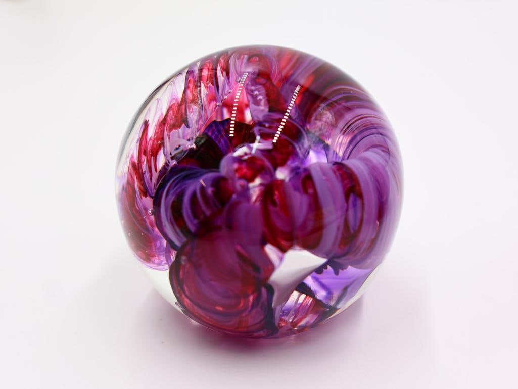 Pair of Jim Karg Ribbon Art Glass Paper Weights - 3