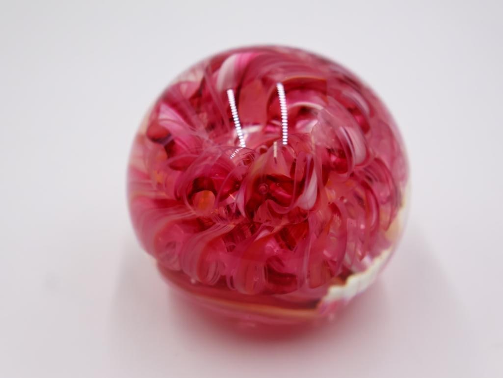 Pair of Jim Karg Ribbon Art Glass Paper Weights - 5