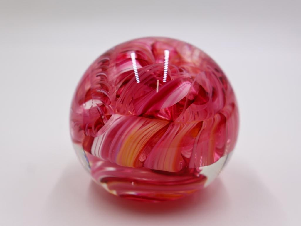 Pair of Jim Karg Ribbon Art Glass Paper Weights - 6