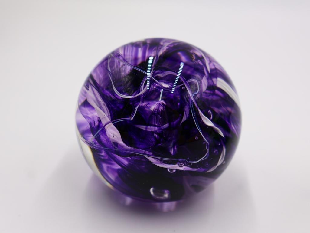 Pair of Jim Karg Ribbon Art Glass Paper Weights - 3